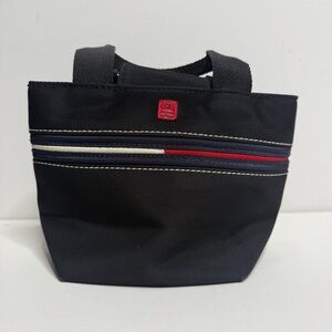 Y2K Tommy Hilfiger Canvas Mini Bag Purse Tote Leather Handles 90s